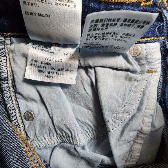 Levi’s 721 High Rise Skinny Stretch Distressed Dark Wash Jeans Womens Size 27 - Picture 7 of 12